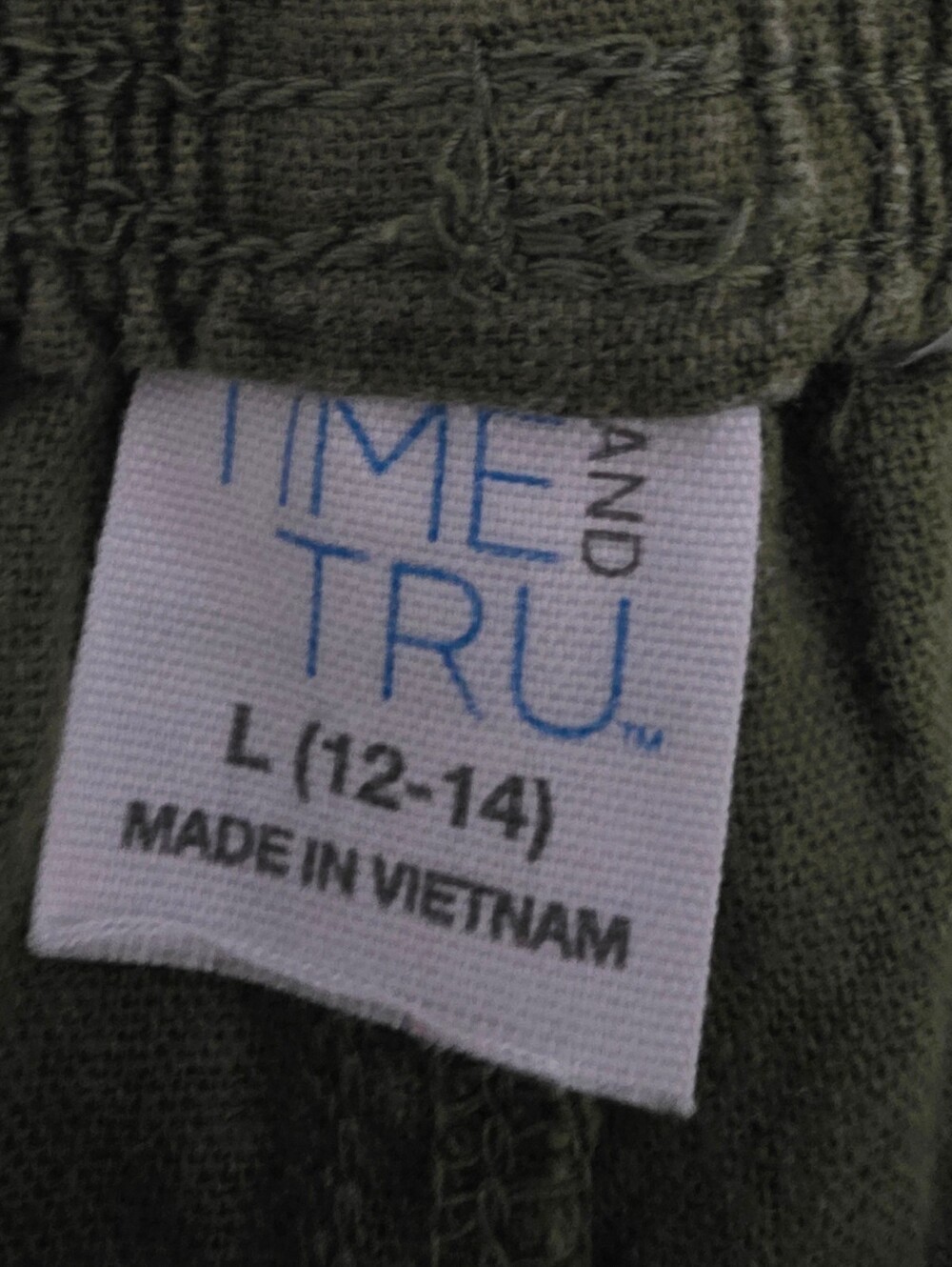 Time and Tru Olive Green Linen Blend Casual Drawstring Pants Size L (12-14) - Picture 4 of 7